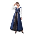 thumbnail image 2 of Womens Renaissance Costume, Renaissance Costume, Renaissance Costume Women, Renaissance Dress Women Medieval Costume Court Dress Victorian Regency Queen Princess Peasant Dress-Dress+Vest, Dark Blue L, 2 of 6