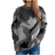 thumbnail image 2 of Suéter de cuello redondo para mujer, suelto, de manga larga, con cuello redondo, de punto en color contrastante, blusa para mujer, 2 of 6