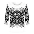 thumbnail image 4 of CYMMPU Blouses for Women Dressy Casual Crew Neck Floral Printed Summer Fashion Shirts Spring Tops T-Shirts Loose Fit 3/4 Sleeve Lightweight Basic T-Shirts Multicolor XXXL, 4 of 5