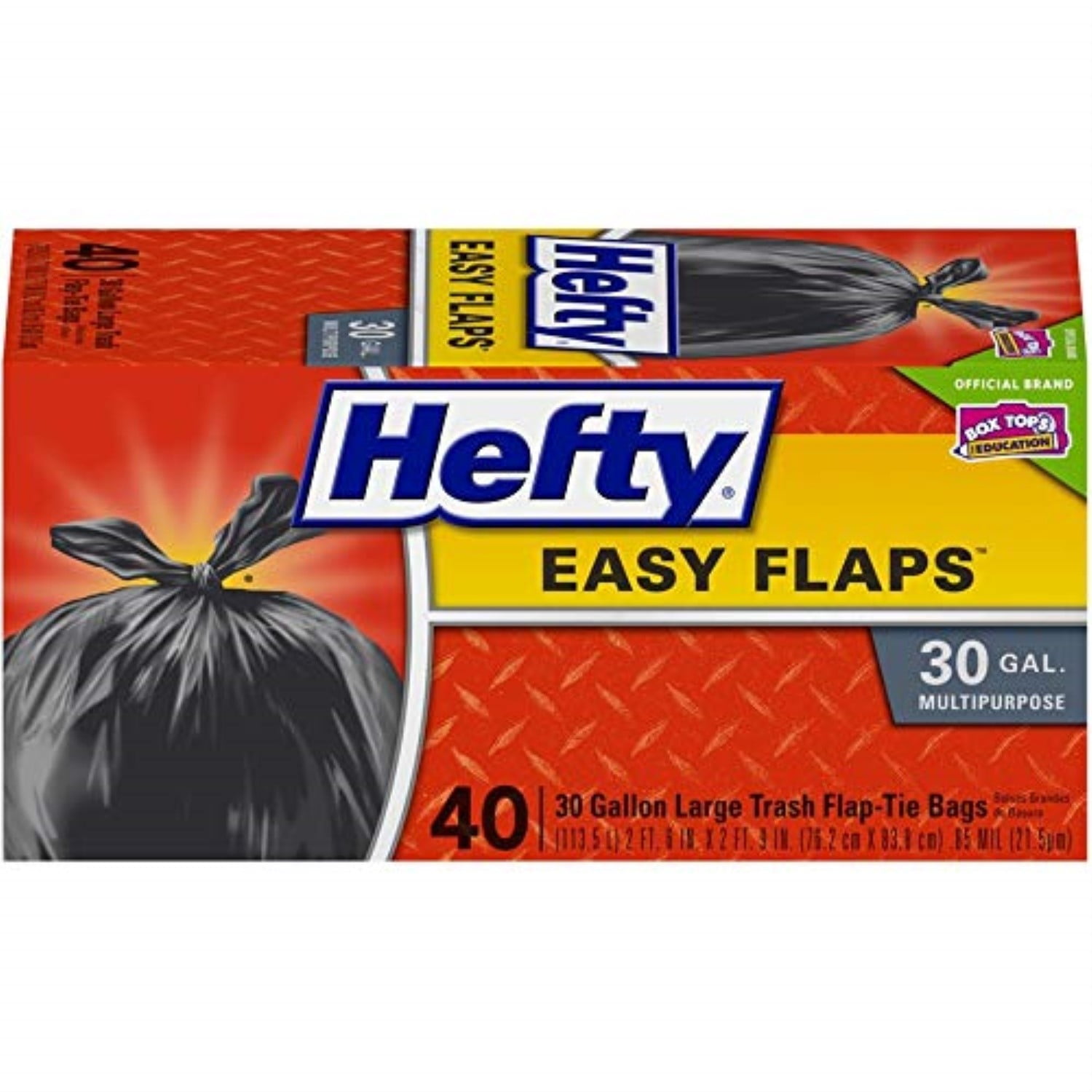 Hefty Flap Tie Large Trash Bags 30 Gallon, 6 Packs of 40 Count (240
