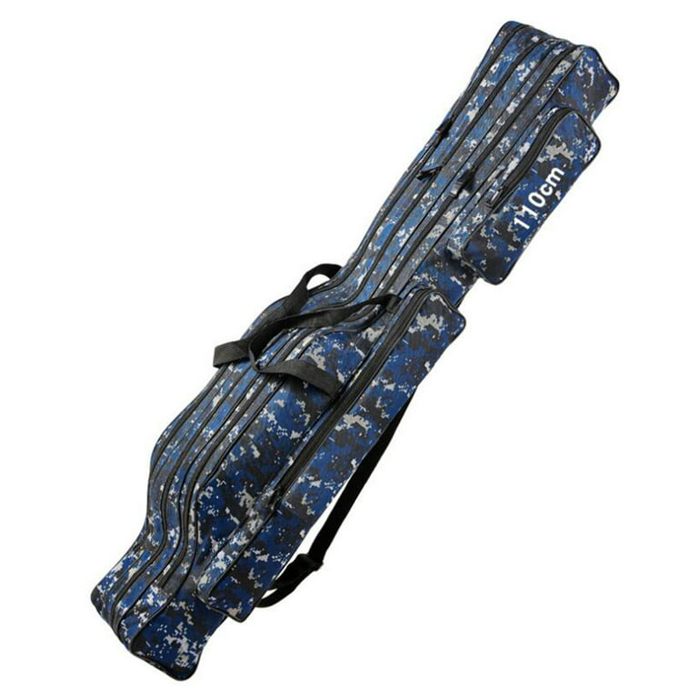 Fishing Rod Case Oxford Fishing Bag Portable Folding Fishing Rod Reel Tool Carry Case Carrier Travel Bag, , Blue, 110cm, Size: 3 Layers 110cm
