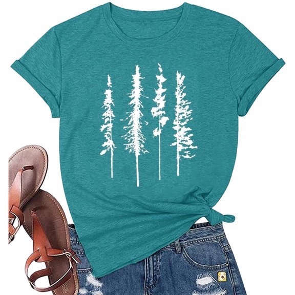 Jamsmile Women T-Shirts Casual Summer Flowers Print Crew Neck Short Sleeve T Shirts Trendy Tunic Casual Basic Tee Shirts Tops