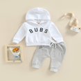 thumbnail image 2 of Newborn 2Pcs Outfits  Capital Letter Print Long Sleeve Hooded Pullover + Elastic Drawstring Side Pockets Trousers, 2 of 7