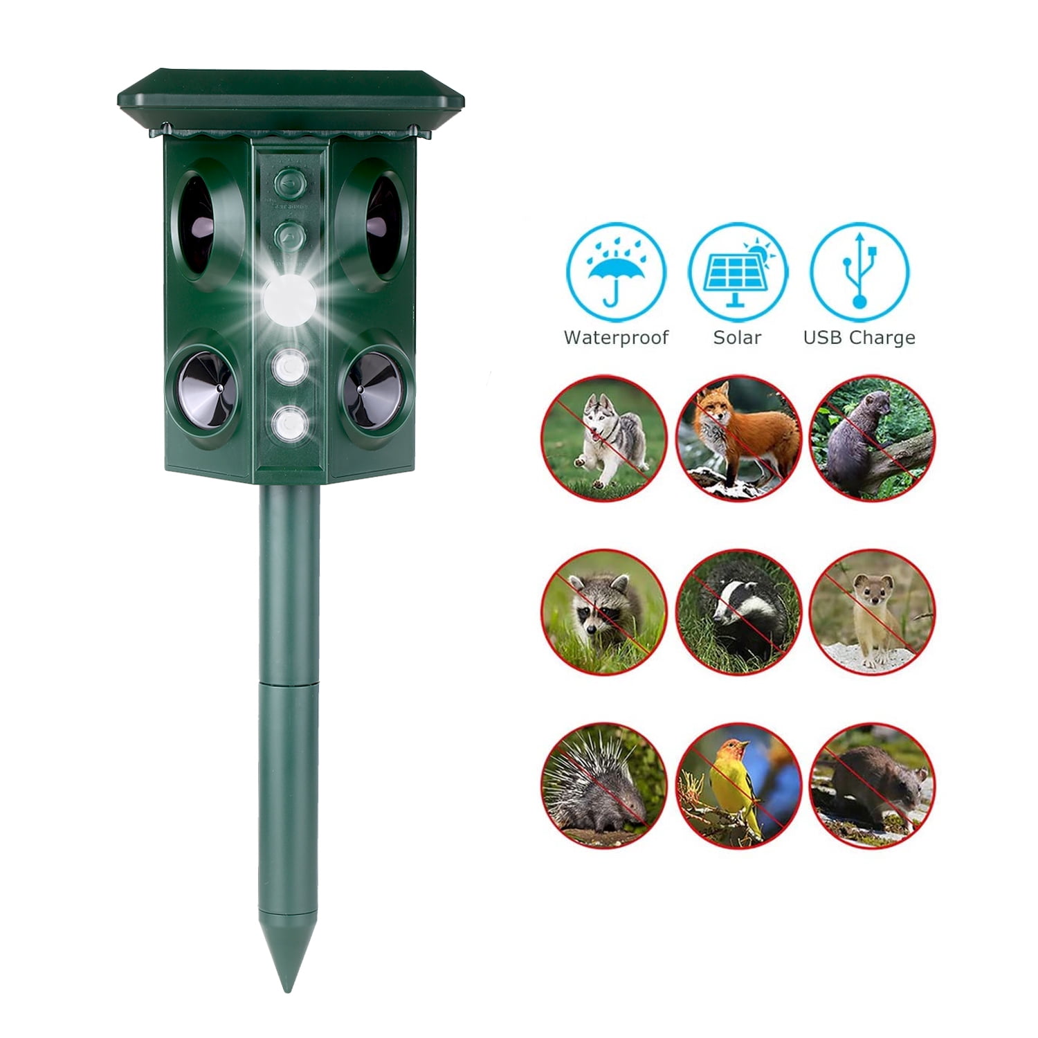 Meterk Solar Animal Repeller with Motion Sensor and Flashing Light