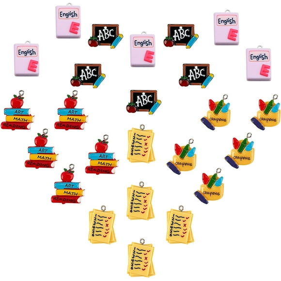 1 Box School Best Teacher Student Charms Back to School Accessories with Iron Loops Resin Teacher's Day Gifts Pendants for DIY Earring Bracelet Necklace Keychain Jewelry Making Crafts