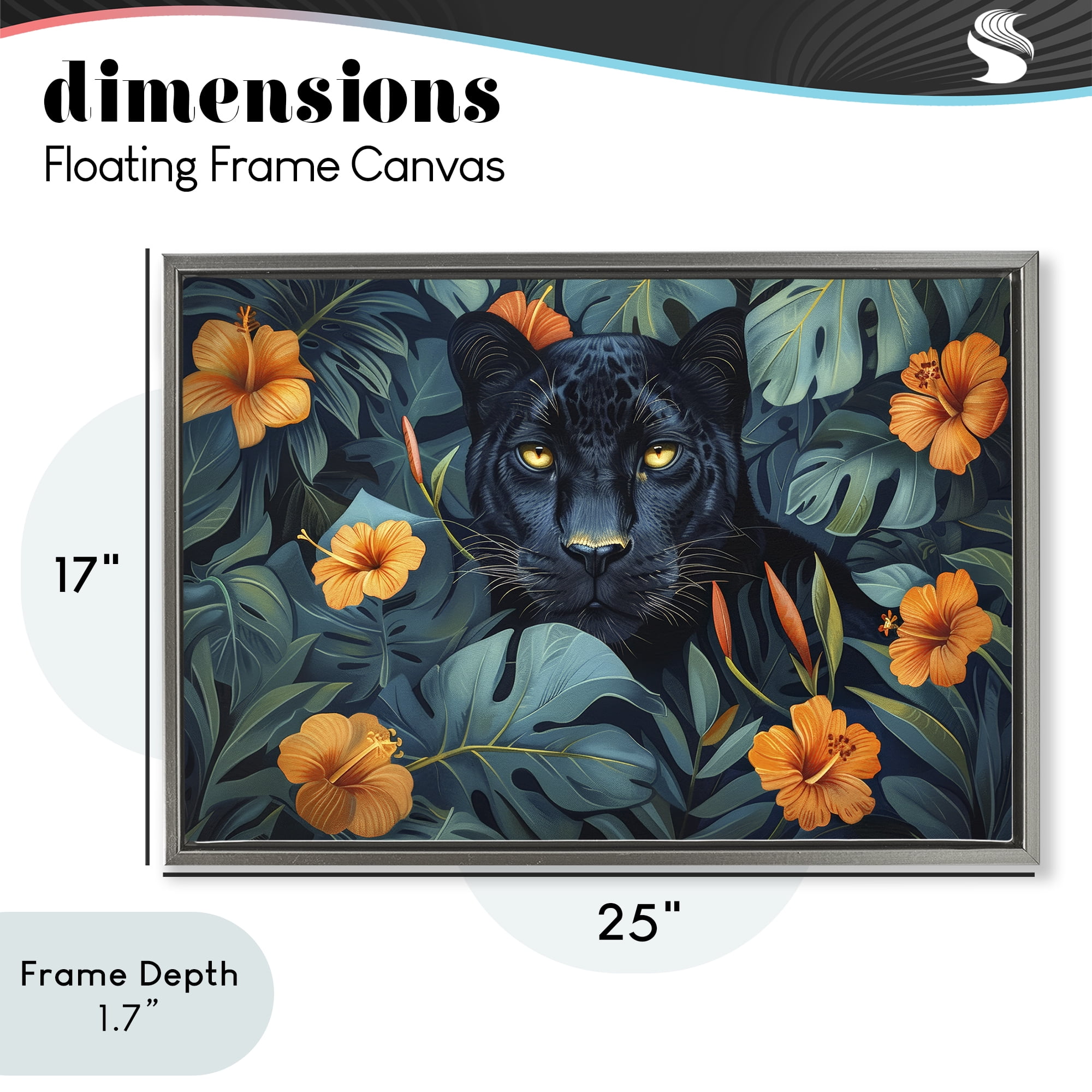 Stupell Industries Hiding Panther's Paradise Gray Framed Floater Canvas Wall Art, design by Ray Powers