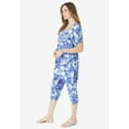 thumbnail image 3 of Roaman's Women's Plus Size 2-Piece Printed Henley Top And Capri Set, 3 of 5