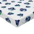 thumbnail image 2 of Ambesonne Floral Fitted Sheet, Watercolor Violet Blooms, Full Size, Turquoise Navy Blue, 2 of 3