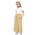thumbnail image 2 of Summer Dresses for Girls with Pockets 4-14 Years Teens Kids Casual Color-Block Short Sleeve Crewneck Pullover A-Line Long Maxi Dress, 2 of 8