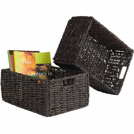 - Mid-Size Foldable Corn Husk Baskets, Chocolate, Set of 2