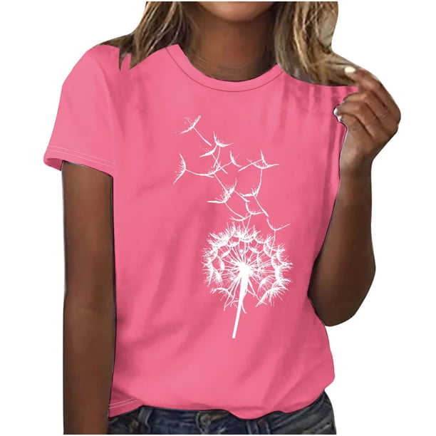 Camiseta de Manga Corta de Cuello Redondo Impresa para las Mujeres, Casual Diario Y Partido de Moda Superior