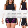 thumbnail image 3 of Tnhcen Women's Athletic One Piece Swimsuit Zipper Front High Neck Rash Guard Surfing Swimsuit Quick Dry Gym Board Shorts Style Swimwear S - XL, 3 of 9