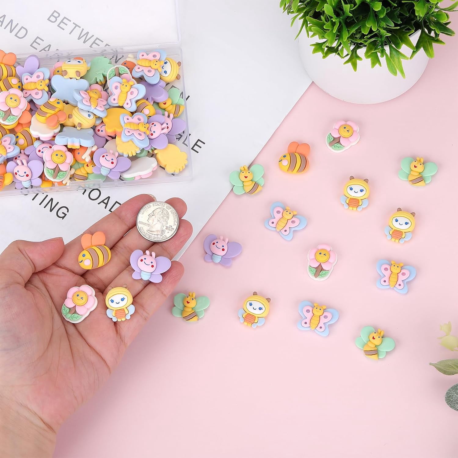 100Pcs Assorted Animal Flatback Slime Resin Charm Opaque Happy Face Heart Charm Epoxy Slime Charm for DIY Jewelry Craft Making Scrapbooking(Sheep)