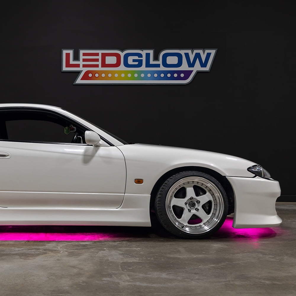 LEDGlow 4pc Pink LED Flexible Slimline Underbody Underglow Lighting Kit