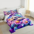 thumbnail image 3 of Castle Fairy Kawaii Animal Sloth Twin Comforter Sets,Bling Floral Daisy Bedding Set, 3 of 8