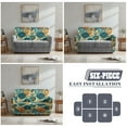 thumbnail image 5 of TSOVTHRID Boho Mandala Floral Print Reclining Loveseat Cover Stretch Love Seat Couch Covers with Elastic Bottom 6 Pieces Washable Reclining Loveseat Slipcover for Pets, 5 of 7