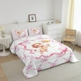 thumbnail image 3 of Erosebridal Pink Bow Knot Comforter Set Twin,Cartoon Lion Bedding Set,Princess Bowknot Down Comforter,Cute Safari Animal Reversible Bed Set with 1 Pillowcase for Bedroom, 3 of 7
