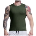 thumbnail image 2 of ZHOGXU Mens Tank Top Sleeveless Round Neck Solid Color Tight Base Fitness Training Running Quick Drying Basketball Vest For Daily Wear,Army Green,L, 2 of 5