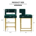 thumbnail image 3 of warfulie Bar Stools Set of 2, Modern Counter Height, 26 Inch Kitchen Barstools with Metal Base, Velvet Fabric Seats for Kitchen Island, Green, 3 of 5