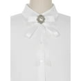 thumbnail image 4 of INSPIRE CHIC Women's Long Webbing with Lace Trim Rhinestone Bow Brooch White One Size, 4 of 4