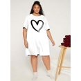 thumbnail image 1 of Robe Décontractée Grande Taille pour Femmes Été Confortable Manches Courtes Robe simple Imprimé Amour Mignon Drôle, 1 of 7