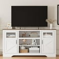 thumbnail image 7 of Senfot 65'' Tall Farmhouse TV Stand with LED Light, TV Cabinet with 2 Barn Doors, 3 Open Storage Shelves Entertainment Center, Media Console Table for Living Room Bedroom, White, 7 of 7