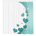 thumbnail image 3 of Ambesonne Turquoise Shower Curtain, Hearts Valentines, 69"Wx84"L, Turquoise White Teal, 3 of 5