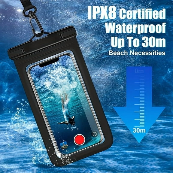 2 Pack Waterproof Phone Pouch, Universal Dry Bag Case for iPhone and Samsung, Fits Up to 7 Inch, Clear Touchscreen Protective Holder for Beach, Swimming, Boating, Vacation Essentials