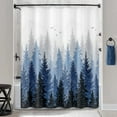 thumbnail image 3 of Blue Forest Shower Curtain Misty Mountain Nature Tree Fabric Shower Curtains for Bathroom Water Repellent Heavy Duty Navy Blue and Grey Woodland Shower Curtain Bathtubs Hotel, 72 x 72 inch, 3 of 6