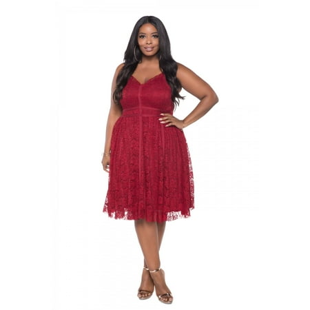 BUXOM - Sexy Tank Dresses For Women, Red Bodycon Lace Plus Size Midi ...