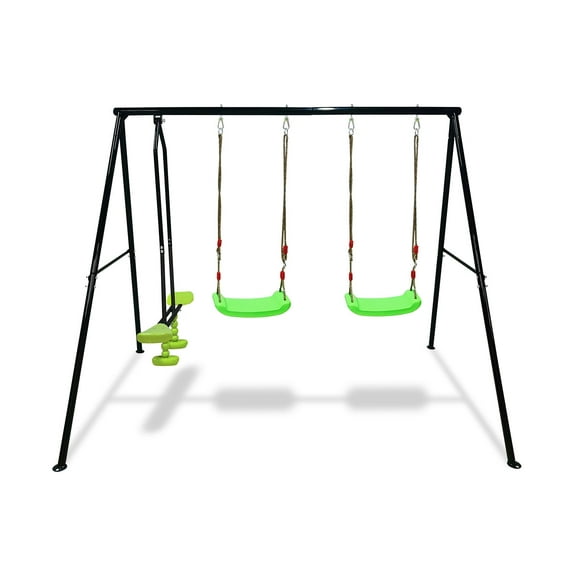 Swing Sets for Backyard 550LBS 3 Seat, Swingset Outdoor for Kids, Swing Set with Glider, 2 Blet Swings
