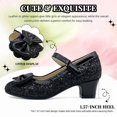 thumbnail image 3 of xinlanlin Girls Dress Shoes Low Heel Mary Jane Pumps Bow Party Wedding Princess Shoes for Toddler/Little Kids, 3 of 8