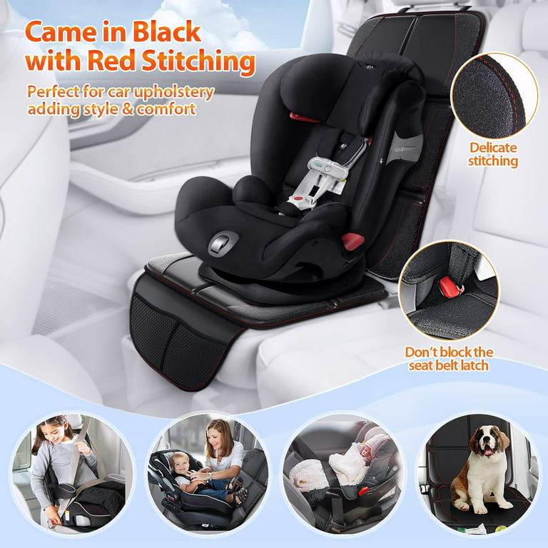 Famistar XL Waterproof Leather Car Seat Protector Mat with Thickest EPE  Cushion, 2 Pack 600D Fabric & Easy-to-clean Leather Child Baby Seat  Protector with Storage Pockets for SUV, Sedan, Truck 