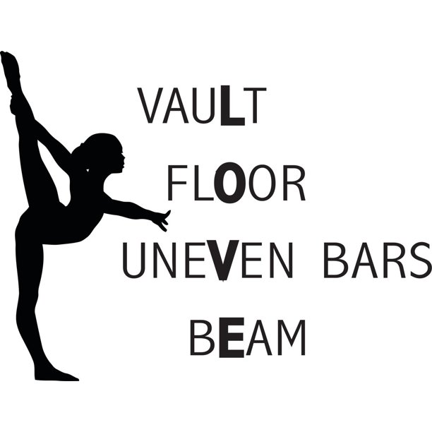 Gymnastics LOVE Wall Decal Decoration Vault, Floor, Uneven Bars, Beam Kid's Gymnast Vinyl