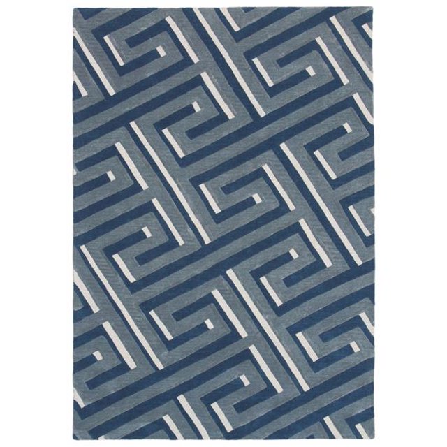 Trans Ocean RMA80930633 Tapis d'Intérieur Touffetés à la Main - Denim Labyrinthe 9306-33 - 8 Pi x 10 Pi.
