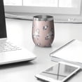 thumbnail image 3 of Floral 12oz Stainless Steel Insulated Wine Tumbler with Lid and Straw – Double Wall Vacuum Mug for Hot & Cold Drinks, 304 Steel Interior, Sweat-Free Design,Thanksgiving,Christmas, Spring,Flower, 3 of 5