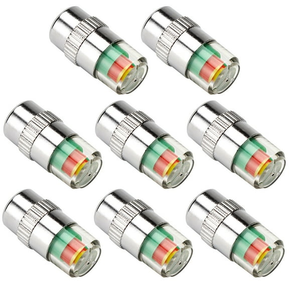 RENACLIPY 1Set Car Tyre Pressure Caps with Red Yellow Green Indicators Sturdy Copper Material