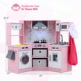 thumbnail image 3 of Costway Wooden Kids Play Corner Kitchen with Realistic Lights & Sounds Lighted Range Hood Pink, 3 of 10