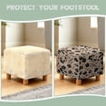 thumbnail image 6 of SCRAWLGOD Vintage Leopard Print Brown Square Ottoman Cover Jacquard Fabric Ottoman Slipcover Stretchable Footrest Stool Covers for Square and Rectangle Ottomans, 6 of 7
