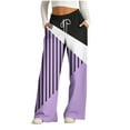 thumbnail image 1 of Pants for Women, Womens Fashionable Striped Printed Drawstring Wide Leg Pants, 1 of 4