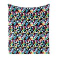 thumbnail image 1 of Retro Soft Flannel Fleece Throw Blanket, Abstract Grunge Design with Angular Shapes Colorful Sixties Style Inspired Motif, Cozy Plush for Indoor and Outdoor Use, 50" x 60", Multicolor, by Ambesonne, 1 of 6