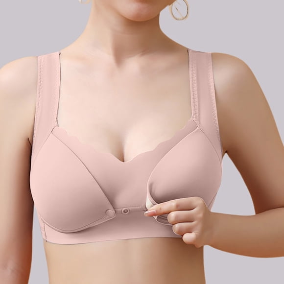 Solid Color Vest Type Bra Gathering Support Underwear for Everyday Leisure and Comfortable Nonwired Breastlifting with Four- Closure