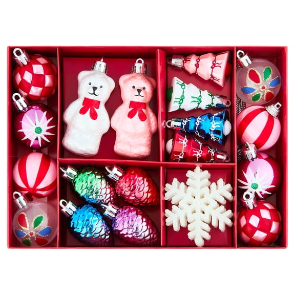 24-Count Multicolor Bright Mini Christmas Ornaments, by Holiday Time