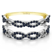 10k Solid Gold Diamonds (G,I2) and Sapphire Wedding Ring Guard Enhancer (0.63ctw)