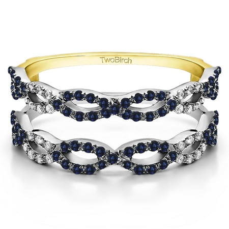 10k Solid Gold Diamonds (G,I2) and Sapphire Wedding Ring Guard Enhancer (0.63ctw)