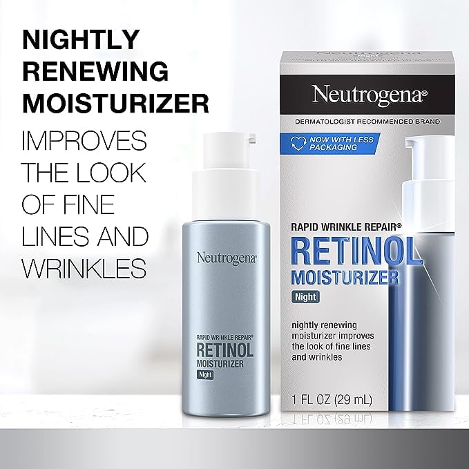 Neutrogena Rapid Wrinkle Repair Anti-Wrinkle Night Accelerated Retinol SA Facial Moisturizer, 1 fl. Oz (Pack of 4)