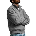thumbnail image 5 of Men's Full Zip Sweatshirt Stand Collar Raglan Sleeve Casual Jacket with Pockets Relaxed Fit Long Sleeve Top for Fall Winter Daily Commute, 5 of 7