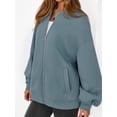 thumbnail image 5 of Women'S Fall Fashion Oversized Sweatshirt Jackets with Zipper Casual Long Sleeve Outerwear Winter Outfits Lake Blue S, 5 of 10
