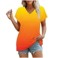 thumbnail image 4 of Womens Summer Tops Sevevn Women's Printed V-Neck Short-Sleeved T-Shirt Loose Top Short Sleeve Top, 4 of 5