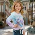 thumbnail image 3 of Xoenoiee Turtle Flower Print Girls Long Sleeve Shirts Tie Hem Fall T-Shirt Round Neck Tops Blouse Pullover Tunic Outfits Fall Clothes, 5-6 Year, 3 of 7